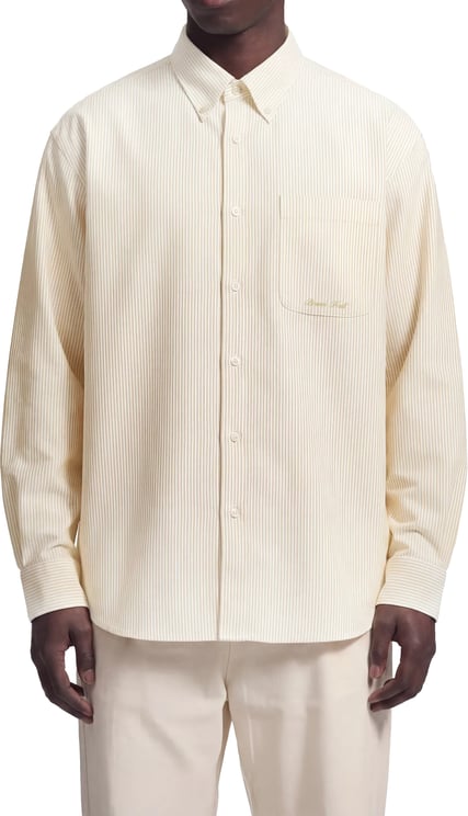 Bram's Fruit Distressed Oxford Shirt Longsleeve - Yellow