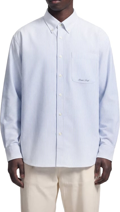 Bram's Fruit Distressed Oxford Shirt Longsleeve - Light Blue