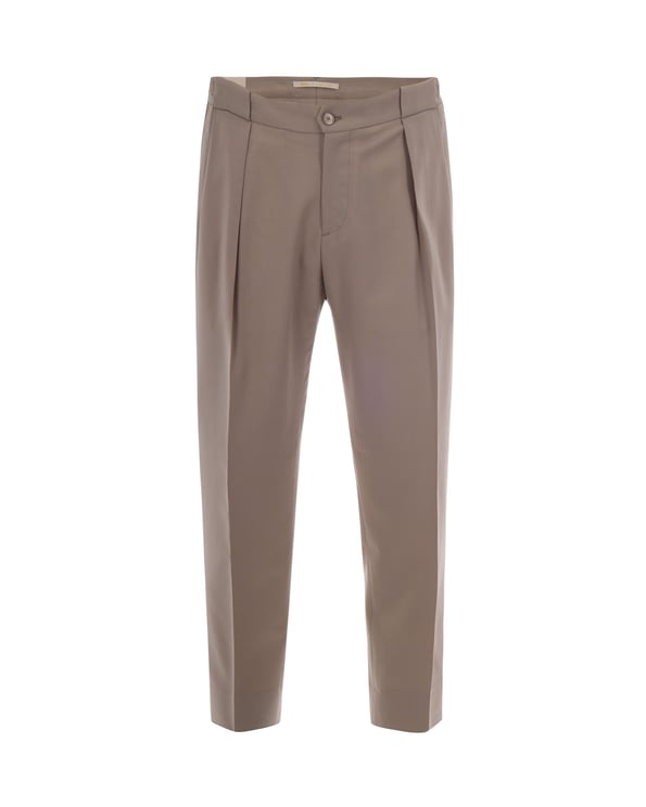 Briglia Beige Chino Pants with Front Pleats and Elegant Details