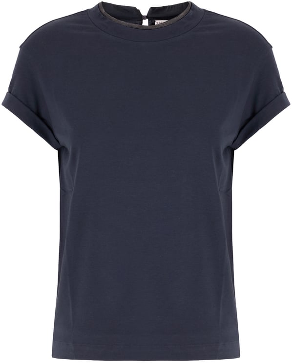 Brunello Cucinelli Brunello Cucinelli Midnight blue stretch cotton t-shirt