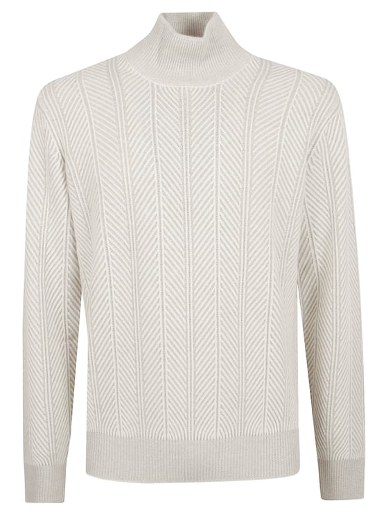 Brunello Cucinelli Turtleneck Sweater In Fine Herringbone Weave