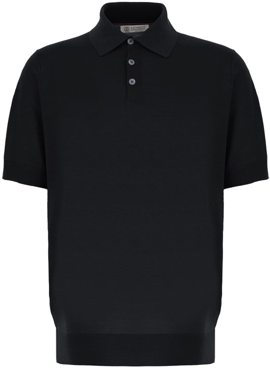 Brunello Cucinelli Brunello Cucinelli Midnight blue silk blend polo shirt