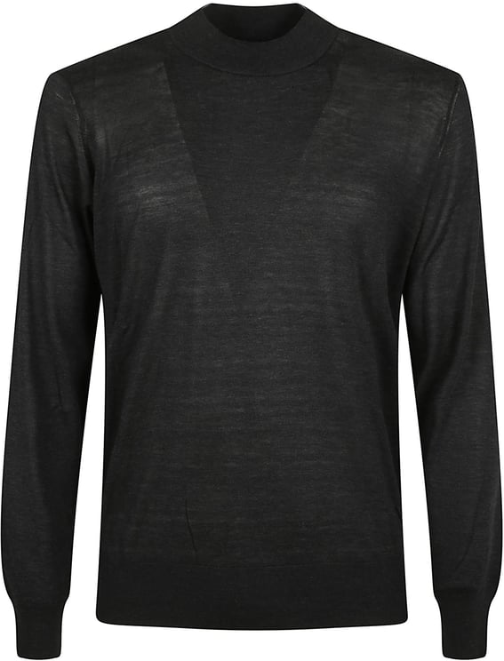 Brunello Cucinelli Anthracite Crew Neck Sweater With Ribbed Accents