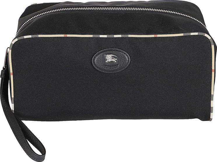 Burberry Rectangular Black Polyester Bag with Plaid Trim