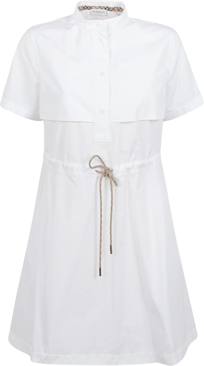 Burberry Flared Cotton Day Dress with Adjustable Check Waist
