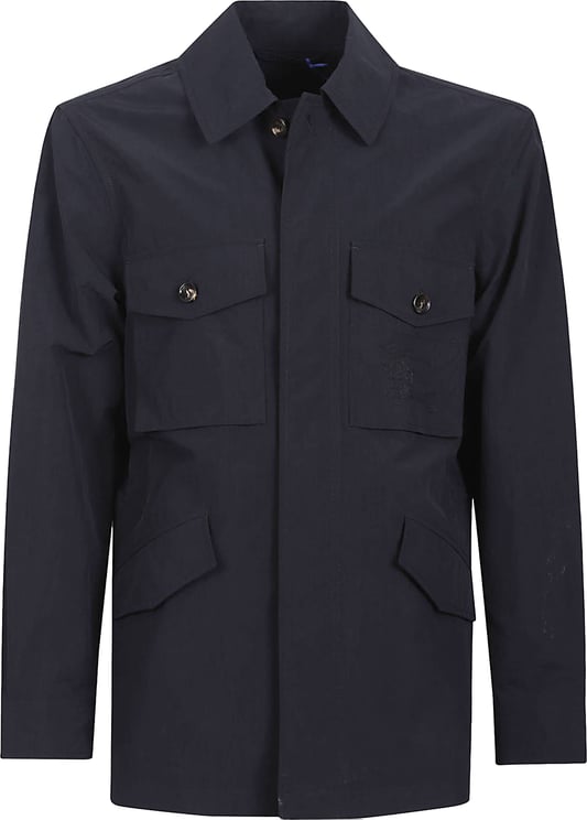 Burberry Structured Blue Polyamide Coat with Classic Collar