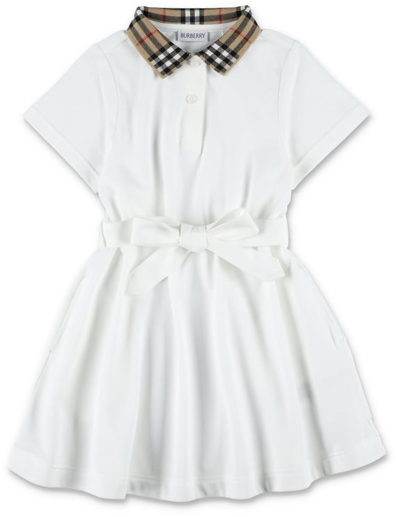 Burberry Polo Dress Collar Check Bianco