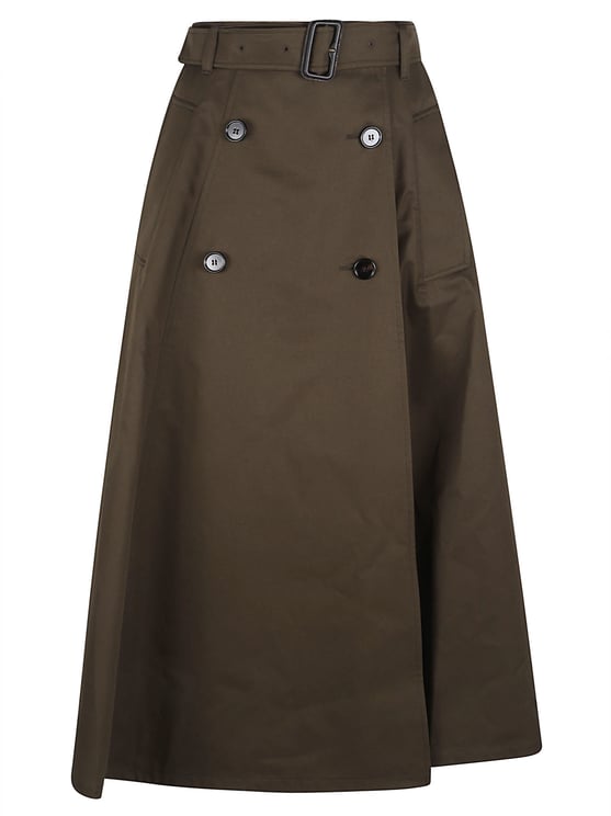 Burberry High-Waisted A-Line Skirt with Wrap Closure and Belt