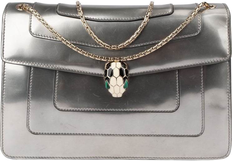 Bvlgari Bvlgari Silver Patent Serpenti Forever Shoulder Bag