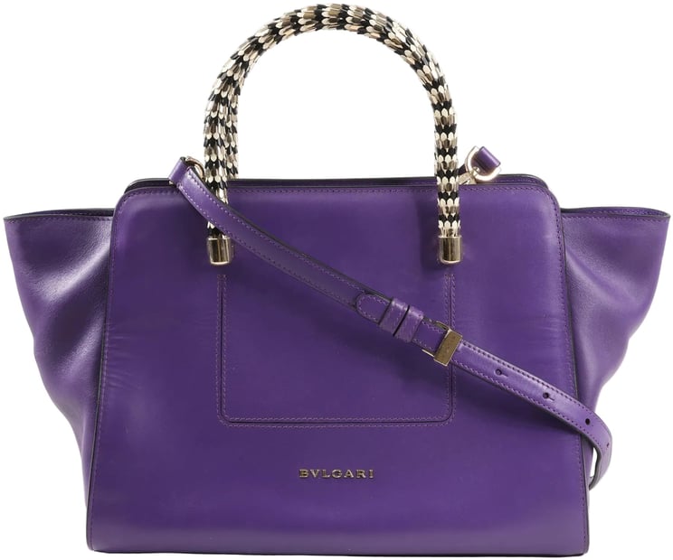 Bvlgari BVLGARI Serpenti Leather 2Way Handbag in Purple