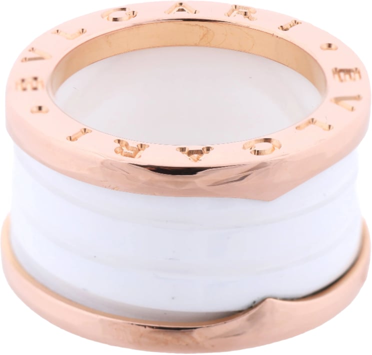 Bvlgari Bvlgari B.Zero1 Ring in 750 Pink Gold and White Ceramic (9.4g, Size 49)