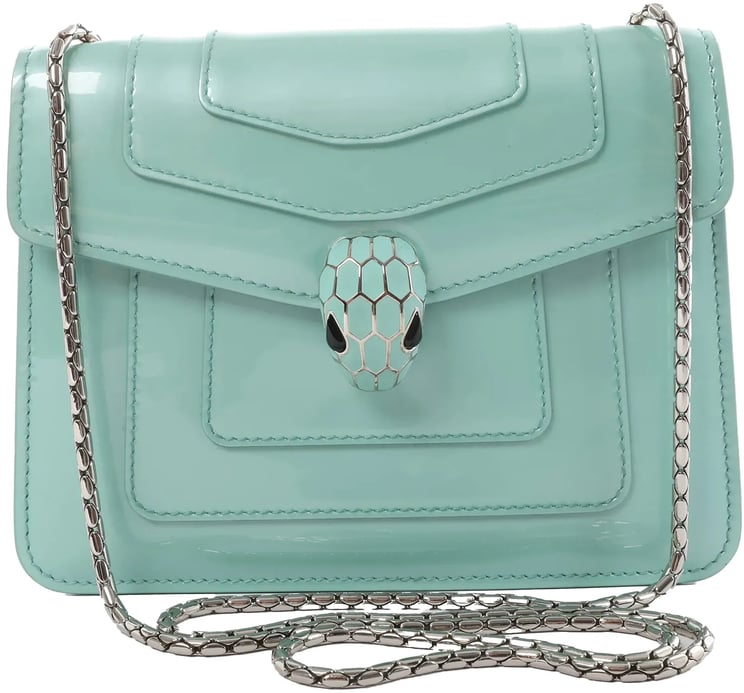Bvlgari BVLGARI Serpenti Forever Patent Leather Chain Crossbody Bag in Green