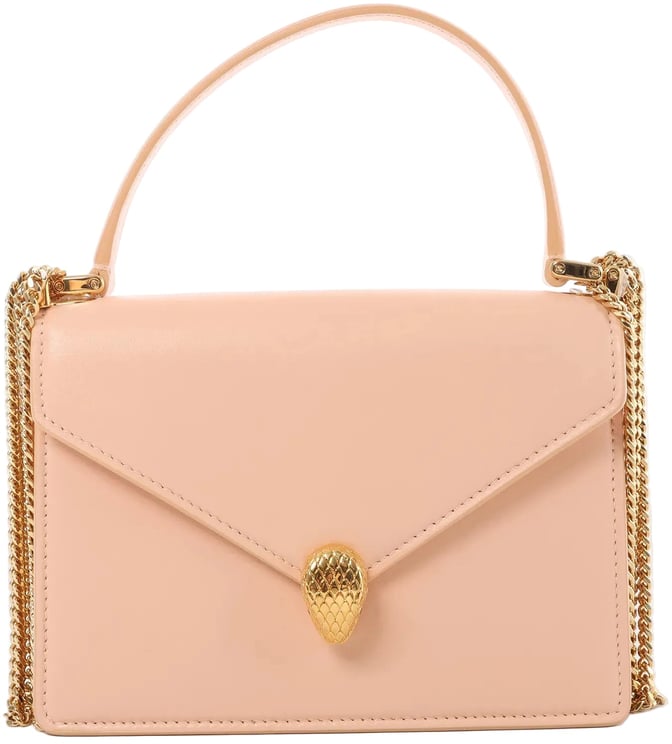 Bvlgari BVLGARI Serpenti Forever Leather Chain Crossbody Bag in Powder Beige