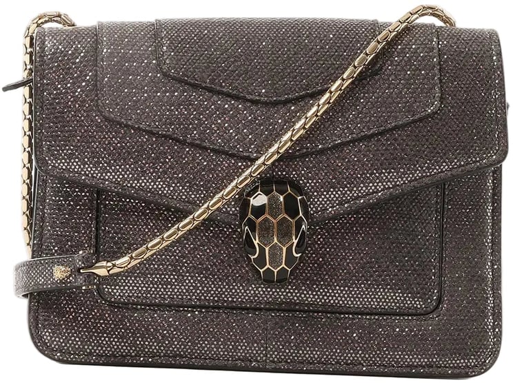Bvlgari BVLGARI Serpenti Leather Chain Crossbody Bag in Gray