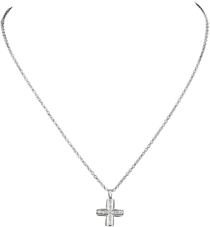 Bvlgari Bvlgari Croce Pendant Necklace 18K White Gold and Pave Diamonds