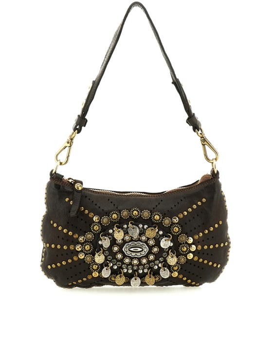 Campomaggi Dark Brown Handbag with Intricate Studded Design