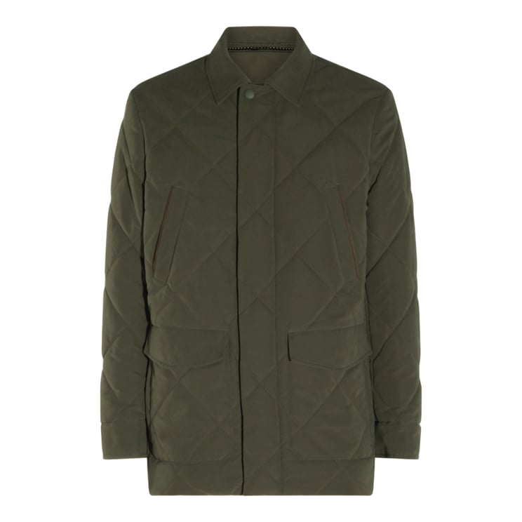 Canali Quilted Casual Jacket With Classic Collar And Functional Pockets