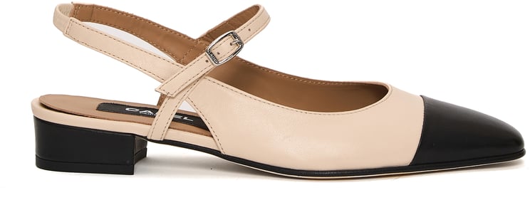 Carel Paris Slinback Pelle Beige E Nera Tacco 20mm