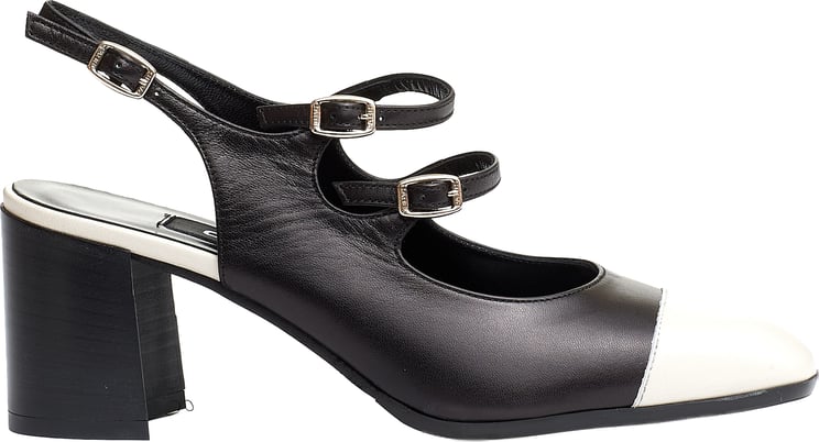 Carel Paris Slingback Cinturini Nero E Panna Tacco 80 Mm