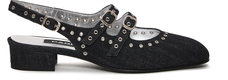 Carel Paris Slingback Tessuto Jeans E Borchie Tacco 30  Mm