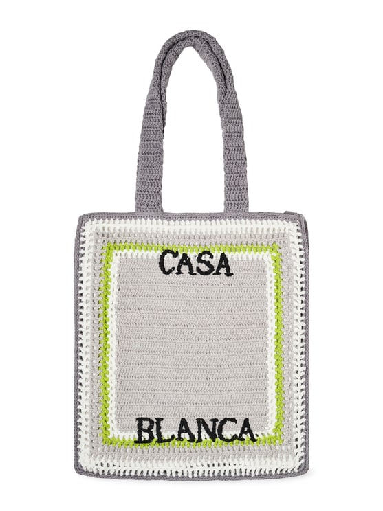 Casablanca Rectangular Crochet Bag with Striped Pattern and Embroidery