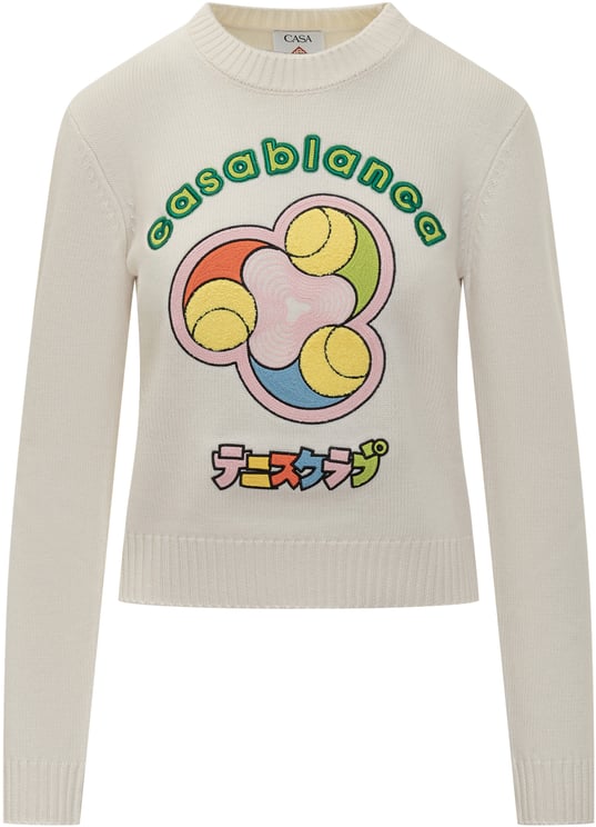 Casablanca Casablanca Maglione Bianco con Ricamo Tennis Club