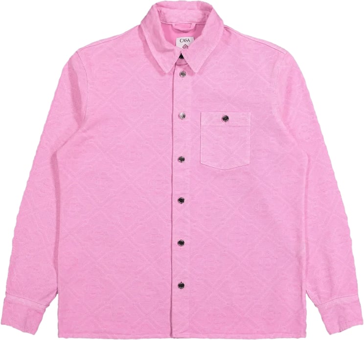 Casablanca OVERSIZED DENIM SHIRT MET LASERMONOGRAM, ROZE