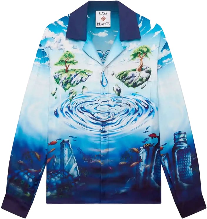 Casablanca LOST ATLANTIS OVERHEMD MET CUBANSE KRAAG EN LANGE HALS