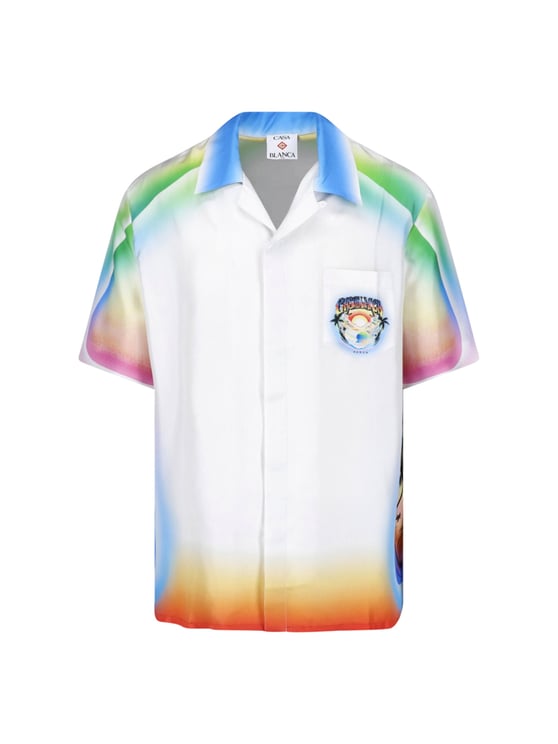 Casablanca Gradient Short-Sleeve Shirt With Sunset Print