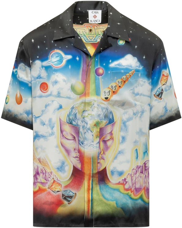 Casablanca Camicia a Maniche Corte con Stampa Cosmica