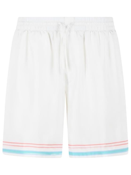 Casablanca 'Dance Joy' White Silk Twill Shorts