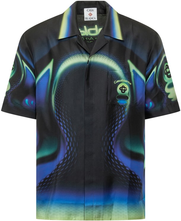 Casablanca Camicia a Maniche Corte con Collo Cubano