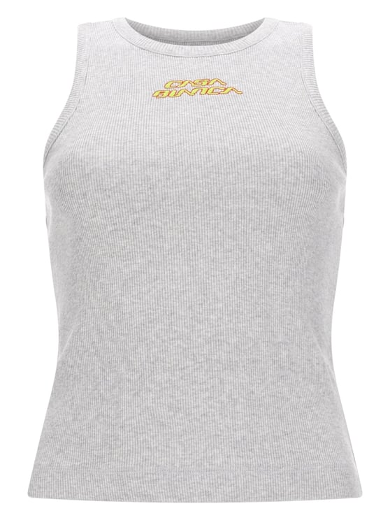 Casablanca Grey Ribbed Fitted Tank Top