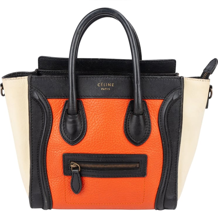 Celine Celine Tricolor Grained Leather Luggage Handbag