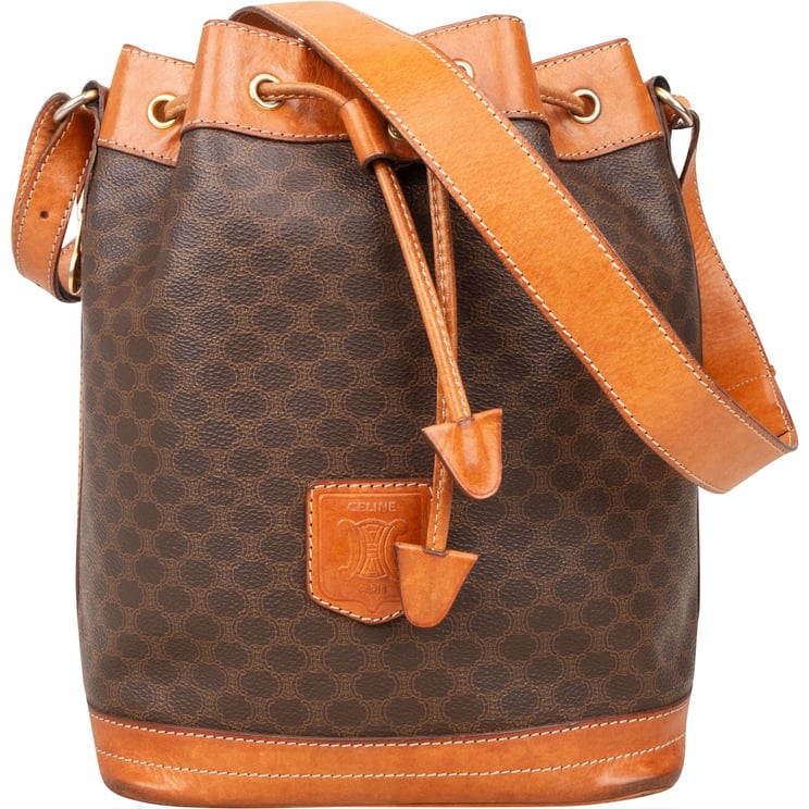 Celine Celine Macadam Canvas Drawstring Bucket Shoulder Bag