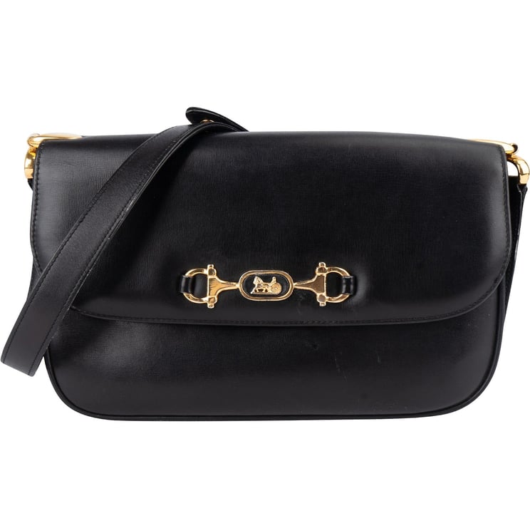 Celine Celine Black Leather Triomphe Shoulder Bag