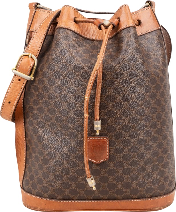 Celine Celine Monogram Macadam Canvas Drawstring Bucket Shoulder Bag