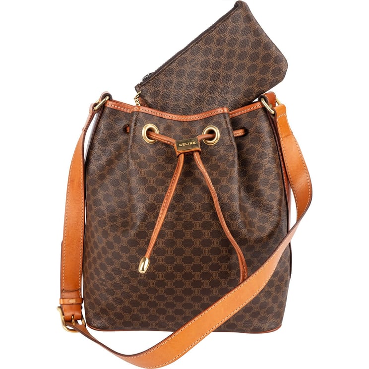 Celine Celine Monogram Macadam Drawstring Bucket Shoulder Bag