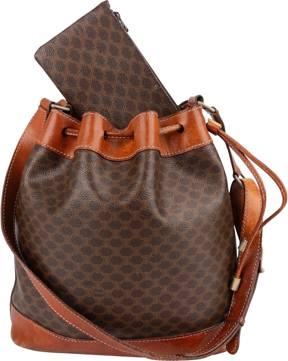 Celine Celine Macadam Canvas Drawstring Bucket Shoulder Bag