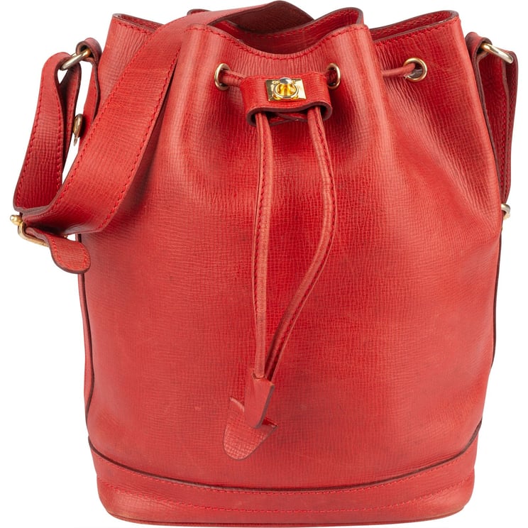 Celine Céline Grained Leather Drawstring Bucket Shoulder Bag