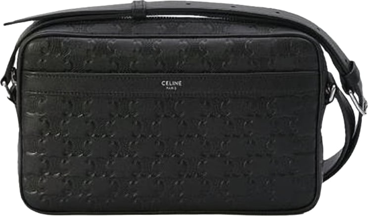 Celine Embossed Calf Leather Crossbody Bag with Adjustable Strap