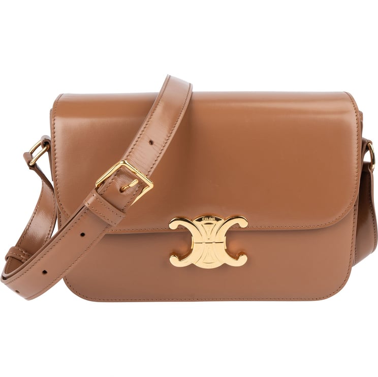 Celine Celine Shiny Calfskin Leather Medium Triomphe Crossbody Bag