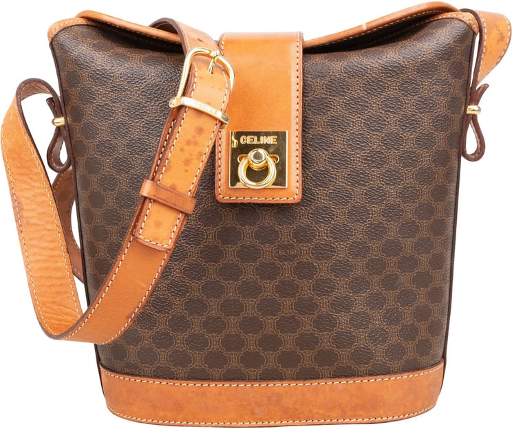 Celine Celine Macadam Mongram Buckle Bucket Crossbody Bag