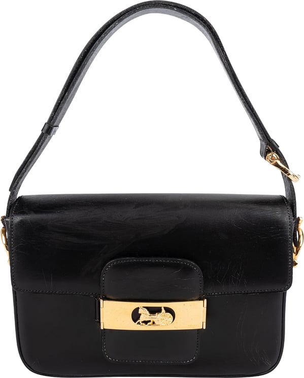 Celine Celine Black Leather Triomphe Shoulder Bag