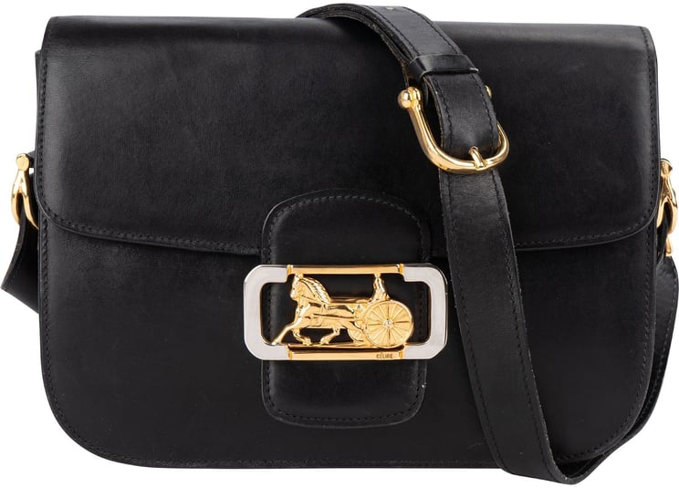 Celine Celine Black Boxcalf Triomphe Shoulder Bag