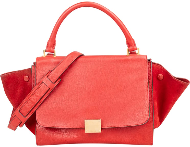 Celine Céline Grained Calfskin Suede Trapeze Handbag