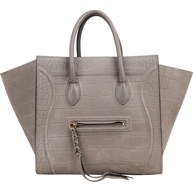 Celine Celine Croc Embossed Leather Phantom Handbag