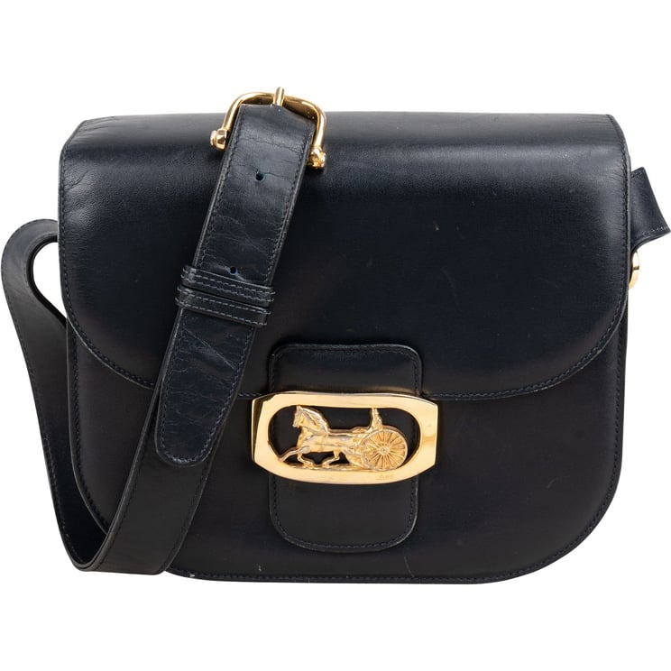 Celine Celine Navy Boxcalf Leather Horse Carriage Triomphe Shoulder Bag