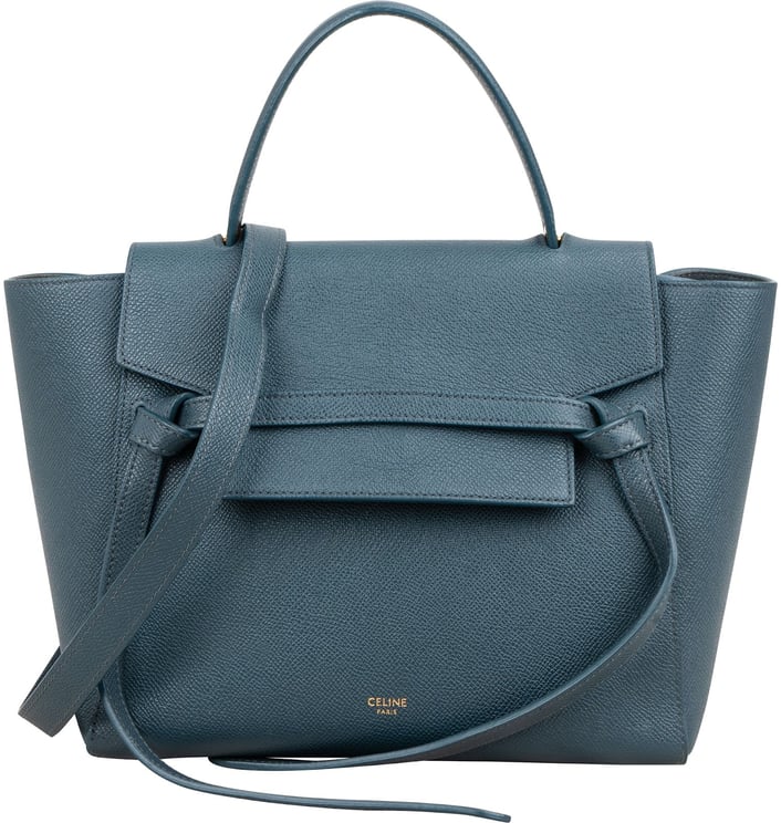 Celine Celine Petrol Leather Grained Calfskin Belt Handbag