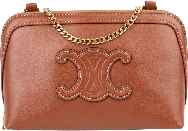 Celine Celine Calfskin Chain Shoulder Triomphe Crossbody Bag